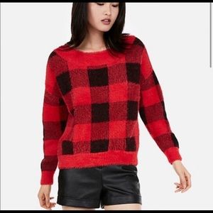 NWT Express Buffalo Plaid Fuzzy Sweater